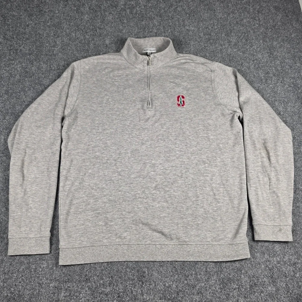 Stanford University Peter Millar Crown Comfort Quarter Zip Pullover Men M Gray